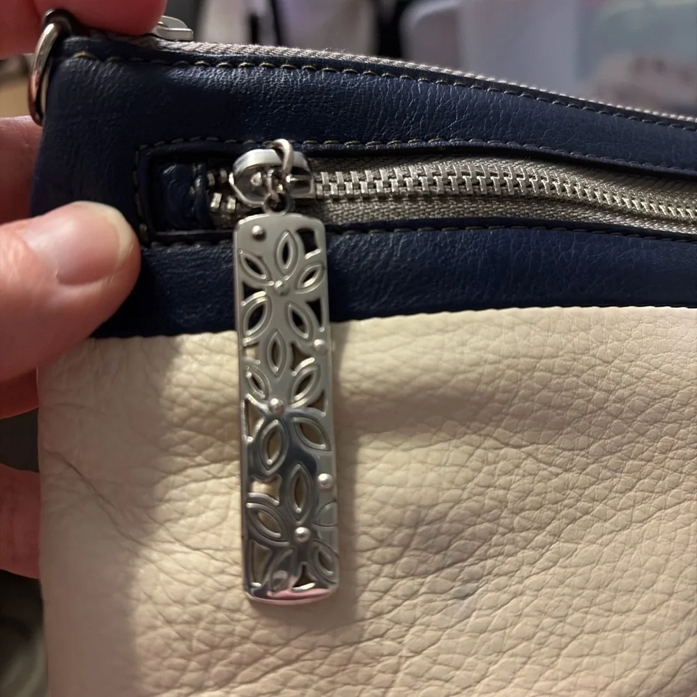 Brighton Crossbody Bag in Cream and Blue